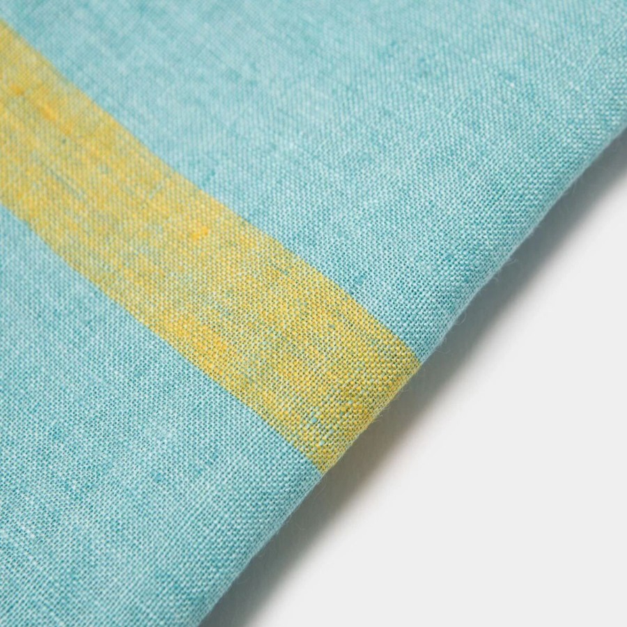 Napkins * | Laundered Linen Napkins Aqua & Lime, Set Of 4