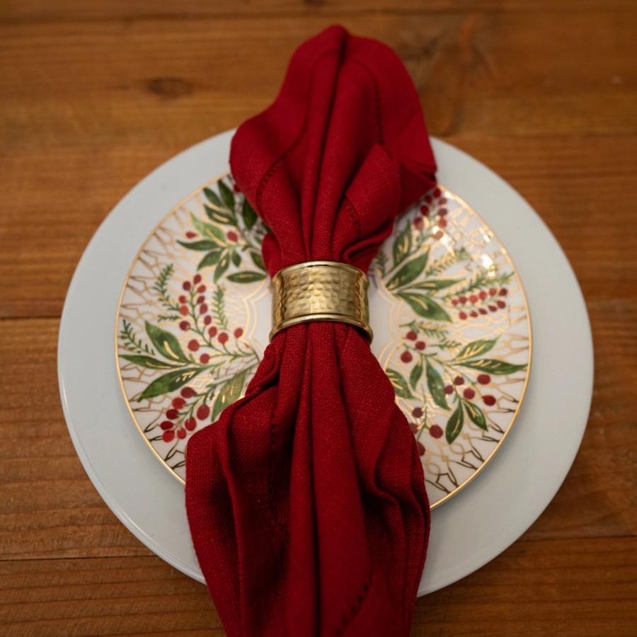 Napkins * | Hemstitch Napkins Rouge, Set Of 6