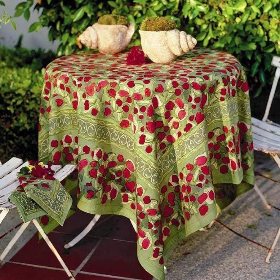 French Tablecloths * | French Tablecloth Fruit Red & Green