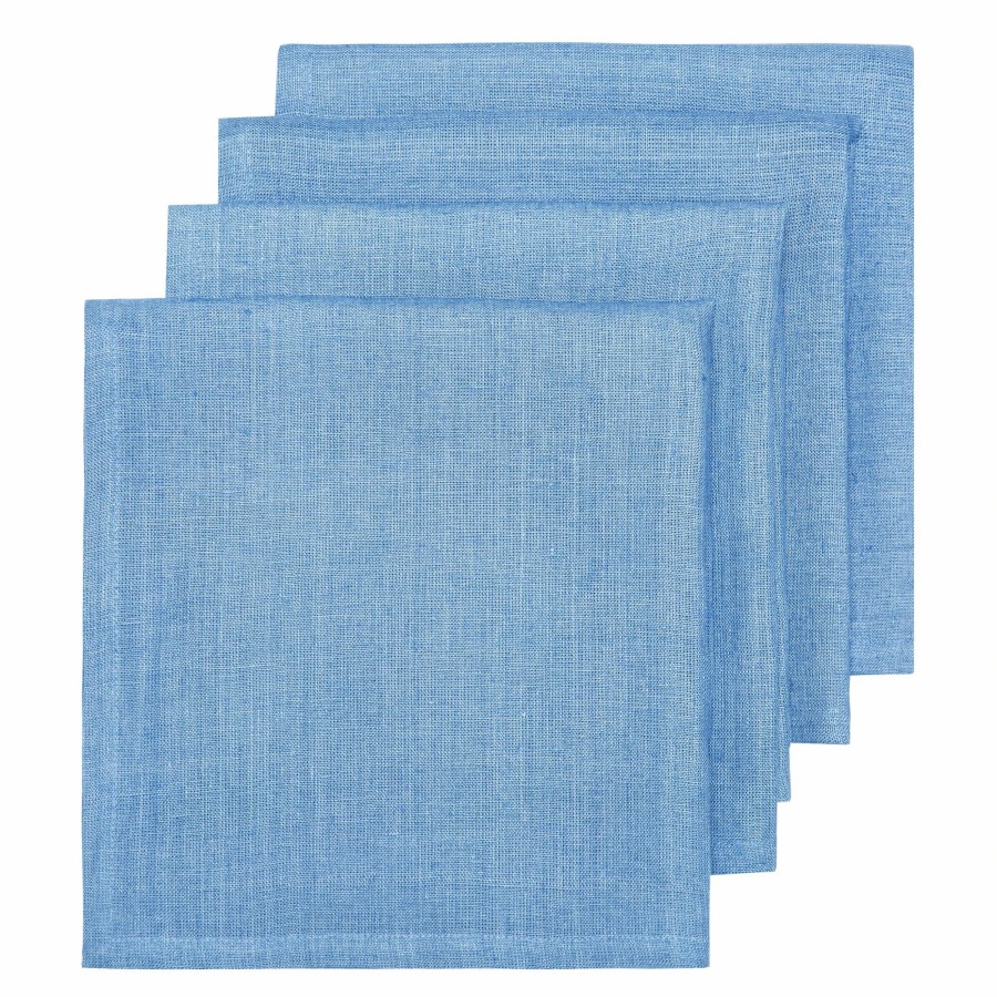 Napkins * | Palma Handwoven Linen Cornflower Blue Napkins 20 20 Set Of 4