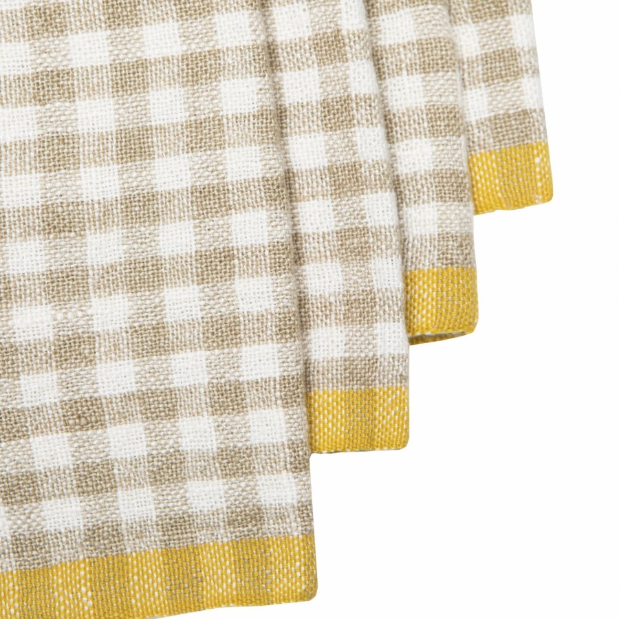 Napkins * | Two-Tone Gingham Napkin Natural & Dijon