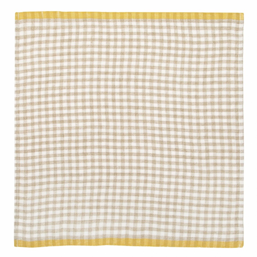 Napkins * | Two-Tone Gingham Napkin Natural & Dijon