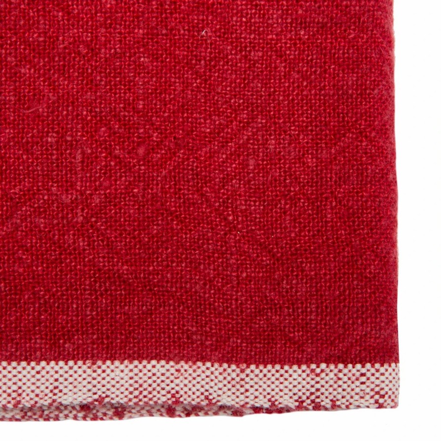 Towels * | Chunky Linen Red Kitchen Towels, Set Of 2