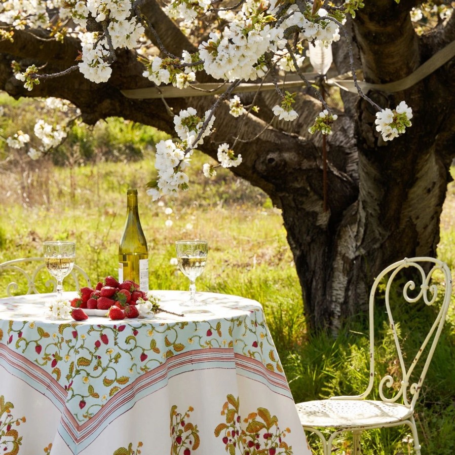 French Tablecloths * | French Tablecloth Fraises Des Bois Bleu