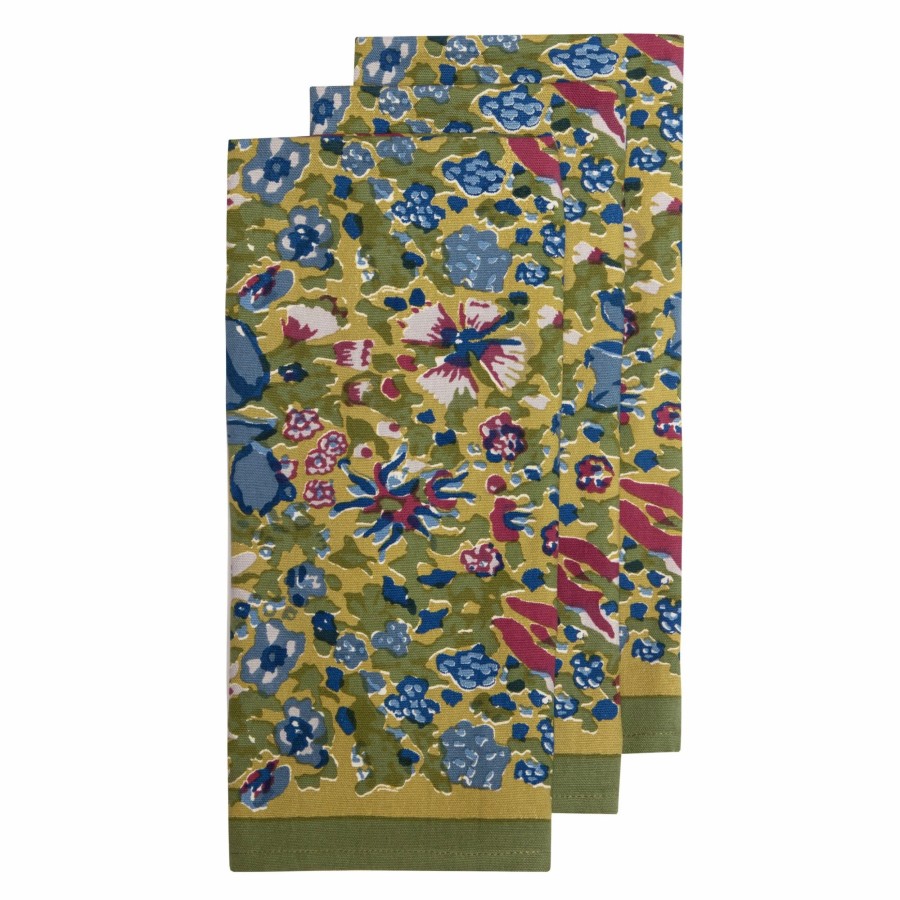 Towels * | Jardin Tea Towels Blue & Vert, Set Of 3