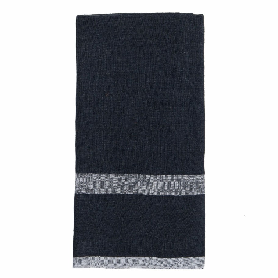 Towels * | Laundered Linen Kitchen Towels Indigo & White, Set Of 2